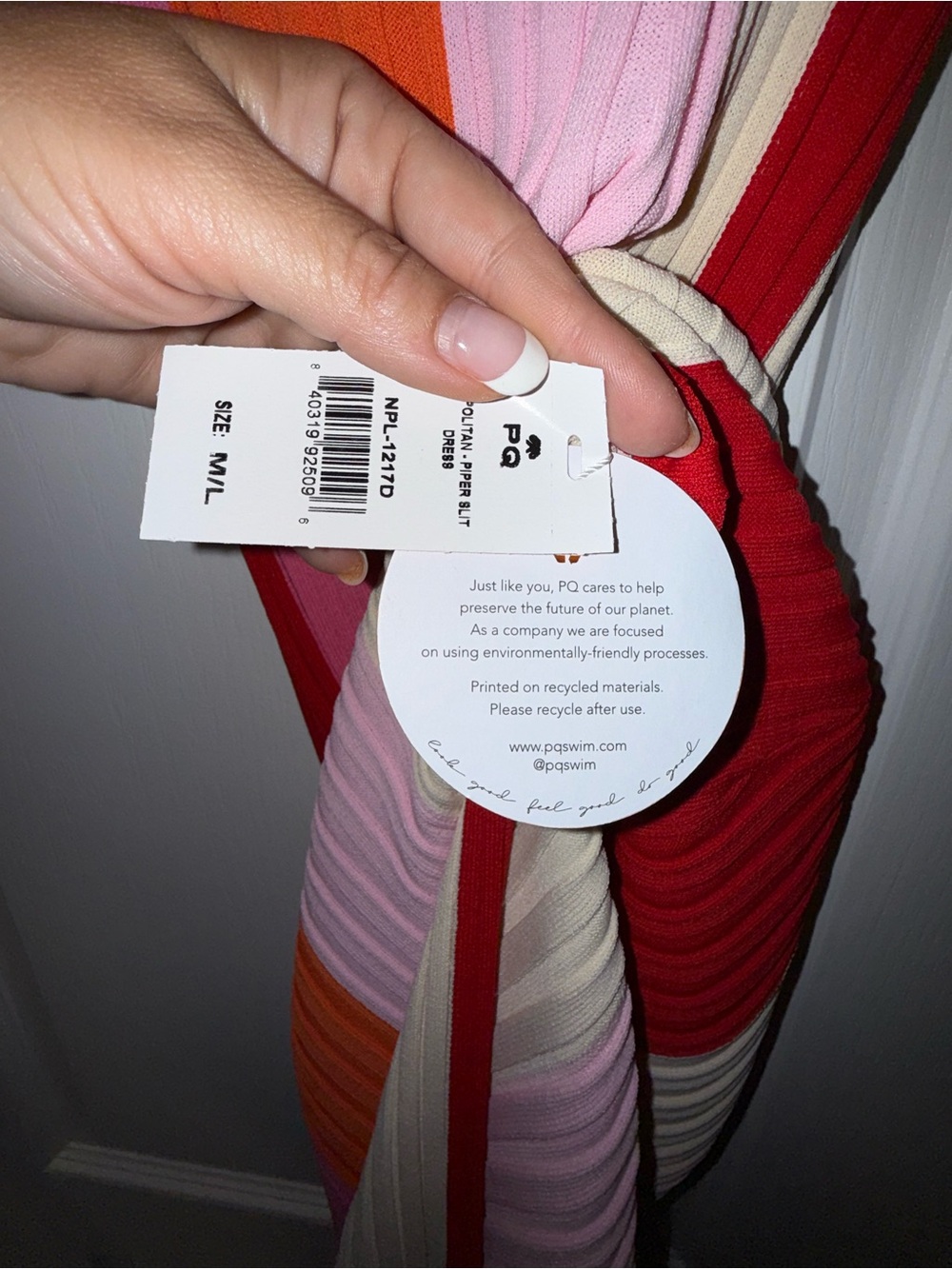 PQ Swim Ribbed Striped Knit Coverup in Red, Pink, Orange, Cream - Picture 4 of 5